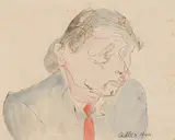Jankel Adler, PORTRAIT OF A MAN, OPUS 29, 1944, ink and watercolour
