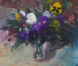 David Warrilow, PANSIES, 2002, Oil on board