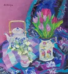 Margaret Ballantyne, STILL LIFE WITH TULIPS, oil on canvas