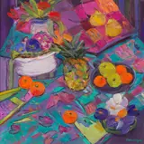 Margaret Ballantyne, STILL LIFE WITH PINEAPPLE, oil on canvas