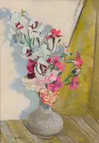 Ethel Léontine Gabain, STILL LIFE WITH CARNATIONS, oil on canvas