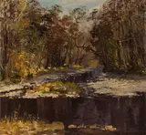 Helen M. Turner, A WOODED RIVER LANDSCAPE, oil on canvas