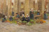 Linnie Watt, THE FLOWER MARKET, oil on canvasboard
