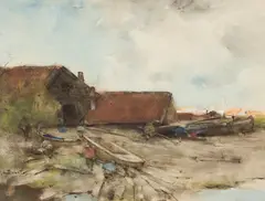 MORNING BARGES by Willem de Zwart, watercolour, sold Oct 2020