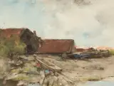 Willem de Zwart, MORNING BARGES, watercolour