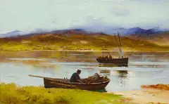 Barclay Henry, TENDING THE CREELS, oil on canvas