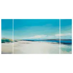 Sarah Carrington, THE SOUND OF IONA, FROM PORT BEAGNA SHIGINEACH, 2003, oil, acrylic, pencil and sand on canvas triptych, unframed