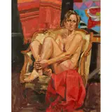Jack Morrocco, NUDE ON A LOUIS CHAIR, oil on canvas
