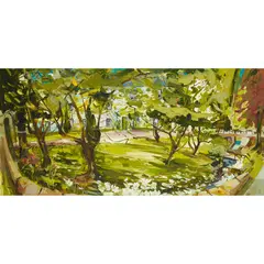James Harrigan, AN ARTIST'S GARDEN, oil on board