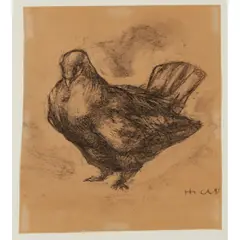 Nicola Hicks, PIGEON III, 1995, charcoal on brown paper