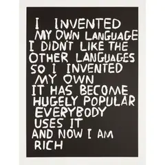 LANGUAGE by David Shrigley, 2014, Linocut, 85/100, sold Aug 2020