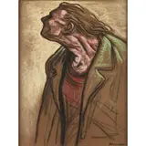 Peter Howson, DOSSER, pastel on brown paper