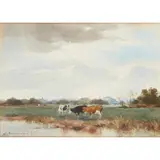 Adriaan Groenewegen, AFTERNOON IN THE MEADOW, watercolour
