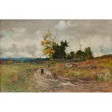 Alexander William Wellwood Rattray, CATTLE ON THE ROAD, oil on canvas