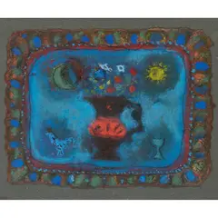 David McClure, GREEN MOON & BLUE JUG, mixed media