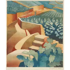 Winifred McKenzie, VINEYARDS, 1936, woodcut