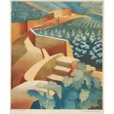 Winifred McKenzie, VINEYARDS, 1936, woodcut