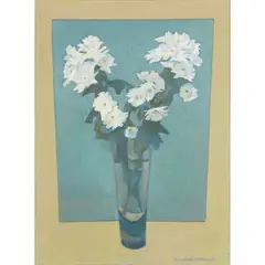 Winifred McKenzie, WHITE FLOWERS, oil on canvasboard