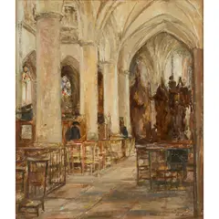 Alexander Ignatius Roche, THE CHURCH, CAUDEBEC, oil on canvasboard