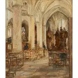 Alexander Ignatius Roche, THE CHURCH, CAUDEBEC, oil on canvasboard