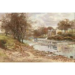 OLD MILL ON THE TYNE, HADDINGTON by John Hamilton Glass, oil on canvas, sold Jun 2020