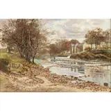 John Hamilton Glass, OLD MILL ON THE TYNE, HADDINGTON, oil on canvas