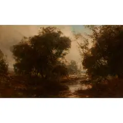 WILLOWS ON THE TYNE by John Hamilton Glass, oil on canvas, sold Jun 2020