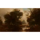 John Hamilton Glass, WILLOWS ON THE TYNE, oil on canvas
