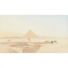 VIEW OF THE PYRAMIDS, CHEOPS by Spyridon Scarvelli, ' watercolour, sold Jun 2020