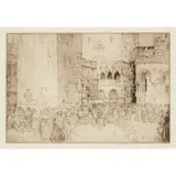 William Russell Flint, NURSE MAIDS IN THE PIAZZA, VENICE, Drypoint etching
