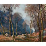 Francis Patrick Martin, WOODLAND ABOVE A LOCH, oil on canvas