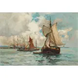 Joseph Milne, UNLOADING THE CATCH, oil on canvas