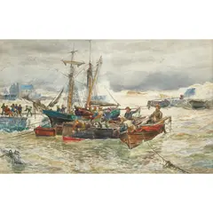 Alexander Ballingall, TROUBLED WATERS, STONEHAVEN, watercolour