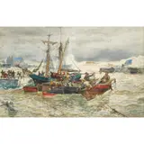 Alexander Ballingall, TROUBLED WATERS, STONEHAVEN, watercolour