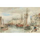 Alexander Ballingall, A BUSY HARBOUR SCENE, LEITH, watercolour