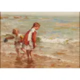 William Marshall Brown, PADDLING IN THE SHALLOWS, oil on canvas