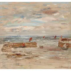 William McTaggart, THE FLEET LEAVING PORT SETON HARBOUR, oil on canvas