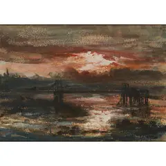 George Paul Chalmers, MONTROSE PIER, TWILIGHT, mixed media
