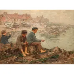 William Marshall Brown, CRABBING, oil on canvas