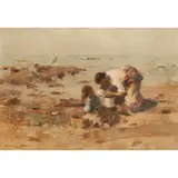 William Marshall Brown, MUSSEL GATHERERS, oil on canvas