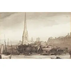 Muirhead Bone, BRISTOL, pen and ink and watercolour