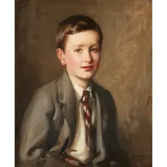 THE SCHOOL-BOY by Robert Hope, oil on canvas, sold Jul 2020