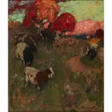 John Reid Murray, LANDSCAPE WITH GOATS, oil on canvas