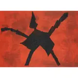 William Gear, BLACK FIGURE ON RED, NO.8, oil on canvas