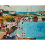 John Bellany, HARBOUR SCENE, oil on canvas