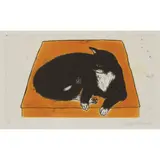 Elizabeth Blackadder, BLACK CAT ON ORANGE BED