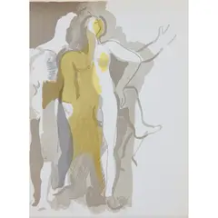 André Beaudin, NUDE WITH YELLOW, Colour lithograph, 1961, printed by Mourlot Freres atelier, and published by Editions Verve, unframed