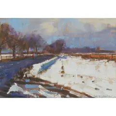 David Sawyer, SNOW ON THE DOWNS, NEAR WARLINGHAM, oil on board