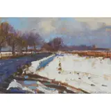 David Sawyer, SNOW ON THE DOWNS, NEAR WARLINGHAM, oil on board