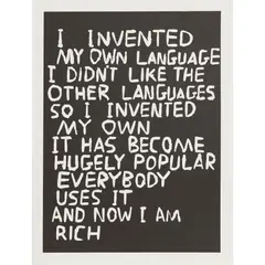 LANGUAGE by David Shrigley, 2014, Linocut, 87/100, sold Apr 2020